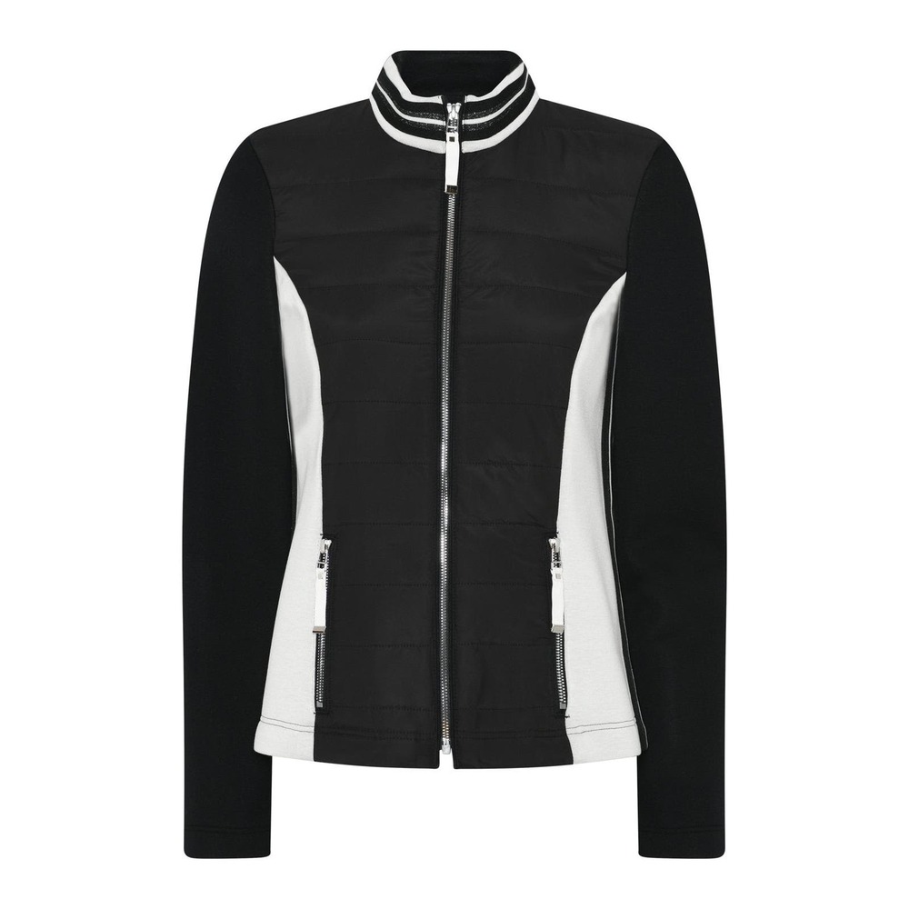 Women's Athleisure Jacket Size 16 I'CONA Full Zipper Black and White NWT